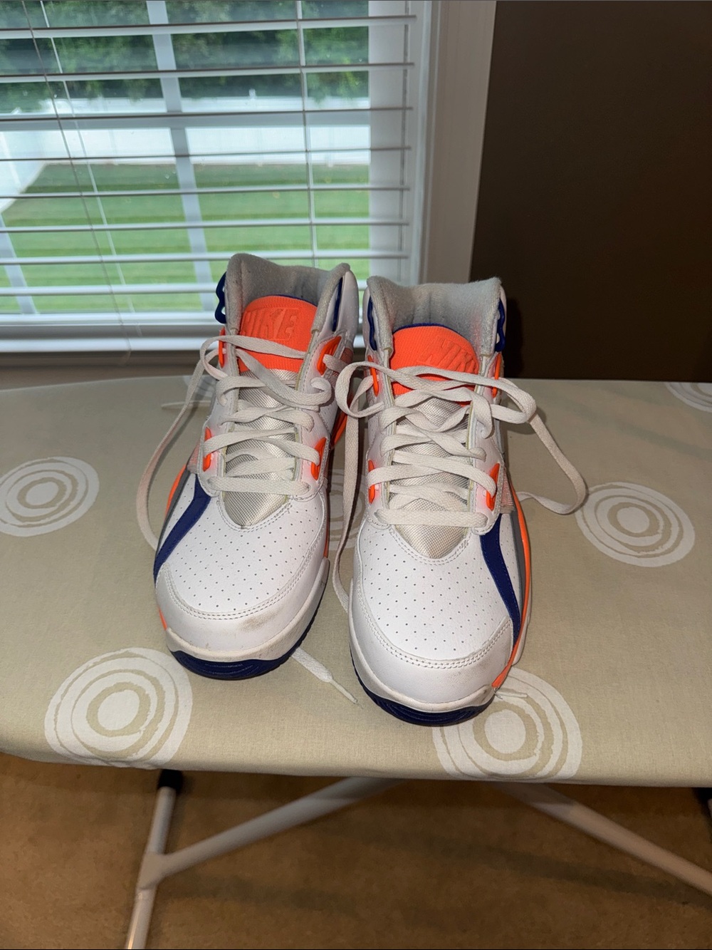 Nike Mens White, Orange & Navy High-Top Sneakers